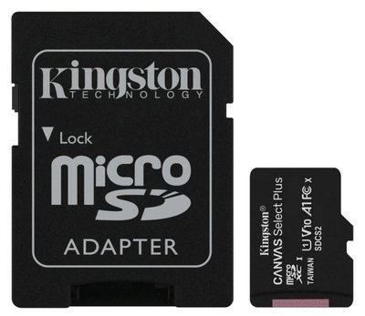 .64GB MicroSD (Class 10) UHS-I (U1) +SD adapter, Kingston Canvas Select+ "SDCS2/64GB" (R:100MB/s) 113432 фото