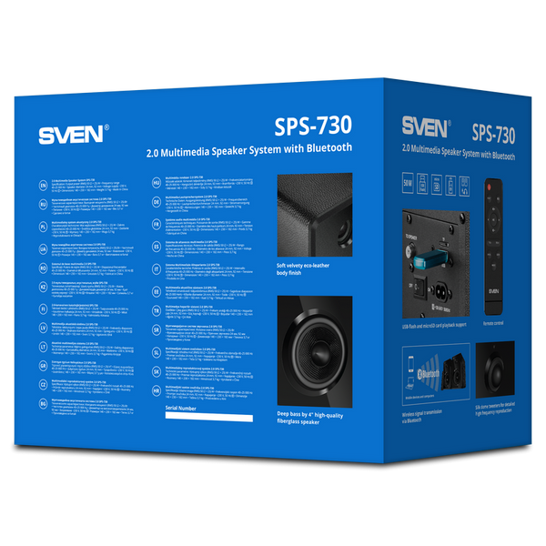 Speakers SVEN "SPS-730" 50W, USB/microSD, RC, Bluetooth, Black 209943 фото