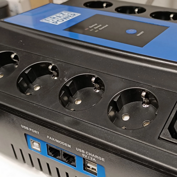 UPS Ultra Power 650VA/360W, (3 steps of AVR, Процессор controlled), USB, 8 Schuko, 2 IEC, plastic case 89337 фото