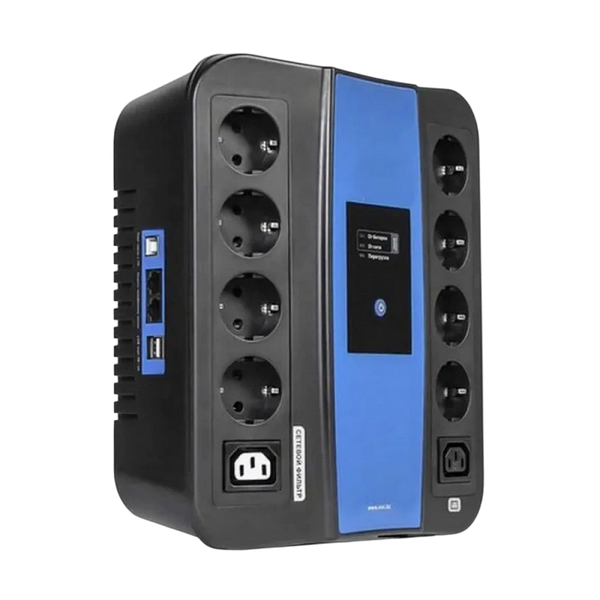 UPS Ultra Power 650VA/360W, (3 steps of AVR, Процессор controlled), USB, 8 Schuko, 2 IEC, plastic case 89337 фото