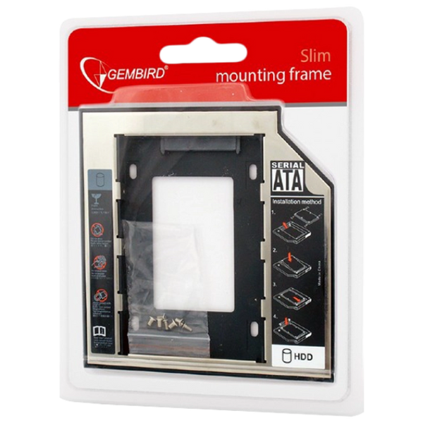 Laptop DVD slot adapter for 2.5'' drive, 9.5 mm heigh, Gembird, MF-95-01 82319 Imagini