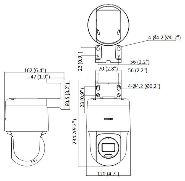 HILOOK by HIKVISION 4 Megapixeli Color VU Micro SD 256GB PTZ-N2C400M-DE F0 6810437 фото