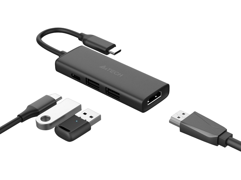 Docking Station A4Tech 4-IN-1, HDMI, USB 3.0, USB 2.0, Type C, PD100W, Aluminum, Ash Grey 203839 фото