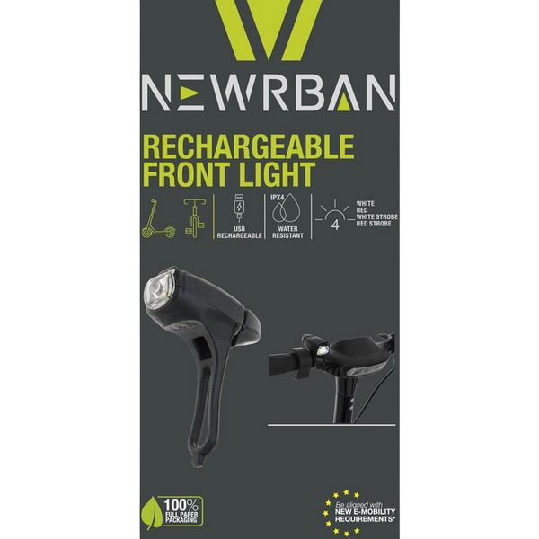 Front Light For E-Scooter/Bicycle, Newrban, Rechergeable, Black 209872 Imagini