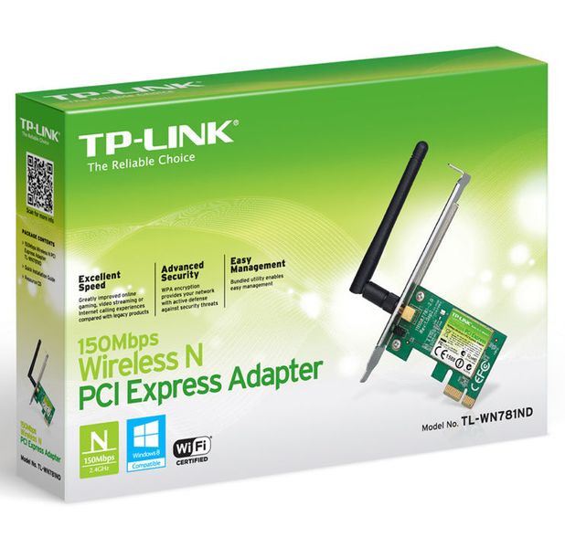 PCIe Wireless N LAN Adapter TP-LINK "TL-WN781ND", 150Mbps 45999 фото