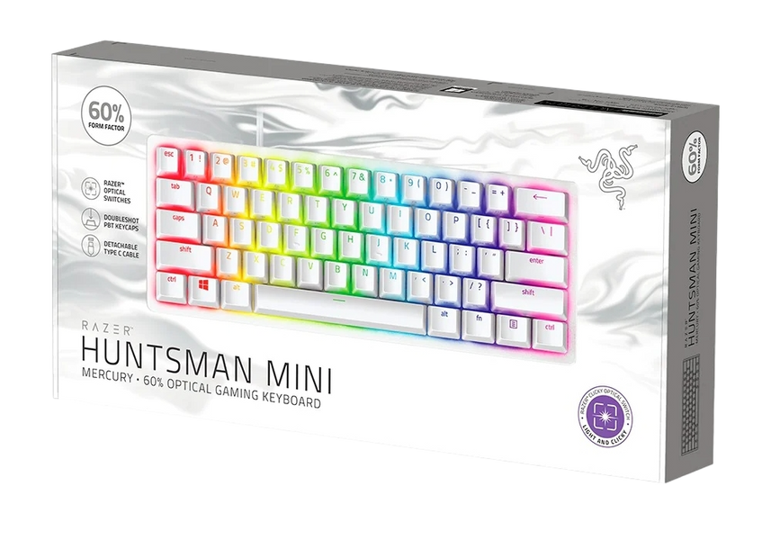 Gaming Keyboard Razer Huntsman Mini, Mechanical, 60% Form Factor, Optical Clicky SW, Aluminum, Doubl 146612 Imagini