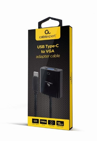 Adapter Type-C to VGA socket 0.15m Cablexpert, 1080p FHD at 60 Hz, A-CM-VGAF-01 148841 фото
