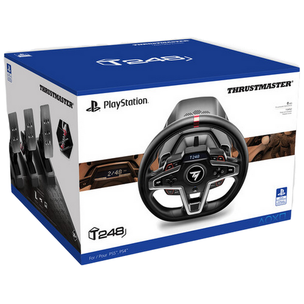 Wheel Thrustmaster T-248 for PS4, Built-in screen, 3*Force Feedback, 3-pedal magnetic pedal set 207368 фото