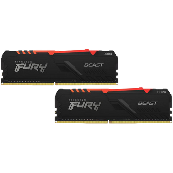 32GB DDR4-3600MHz Kingston FURY Beast RGB (Kit of 2x16GB) (KF436C18BBAK2/32), CL18-22-22, 1.35V,Blk 203810 фото