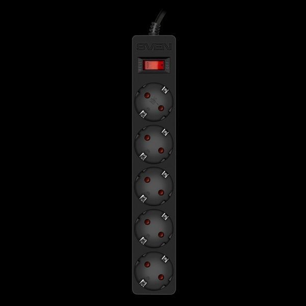 Surge Protector 5 Sockets, 5.0m, Sven "SF-05E", Black, flame-retardant material 207682 Imagini