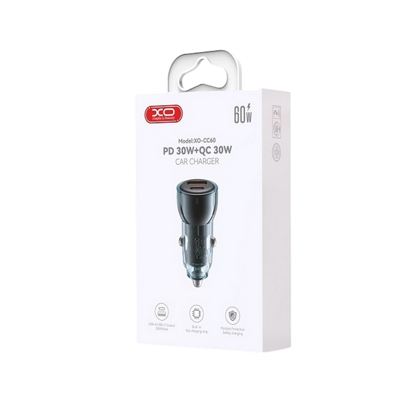 Автомобильное зарядное устройство XO, PD 30W+QC3.0 30W, CC60, Blue 227780 фото