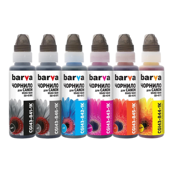Ink set Barva for G series Canon (GI-43 BK/C/M/Y/R/GY) 6x100gr 216746 фото