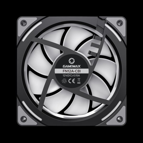 PC Case Вентилятор GAMEMAX FN12A-C8I, 120mm, ARGB, 31.21dB, 44.35 CFM, 800-1600RPM, Hydro Bearing, Black 207476 фото