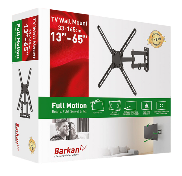 Wall Mount Barkan ''E3433'' Black 13"-65" Full Motion, max.40kg, VESA mm: up to 400x400mm 125963 Imagini