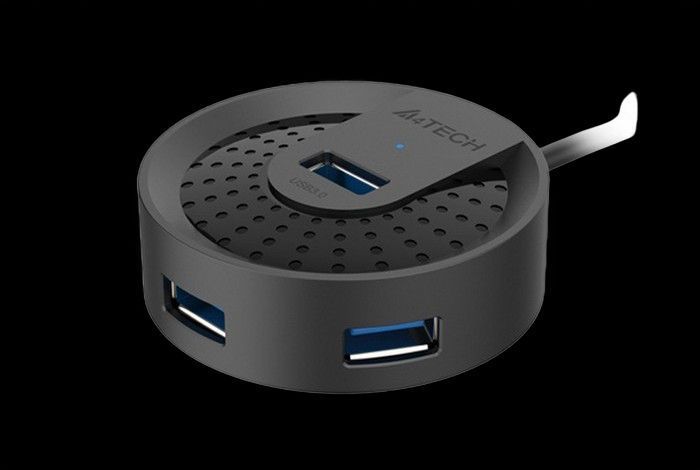 USB 3.0 Hub 4-port A4tech "HUB-30", Cable 100cm, Micro USB Power Input Port, USB, Black 203862 фото