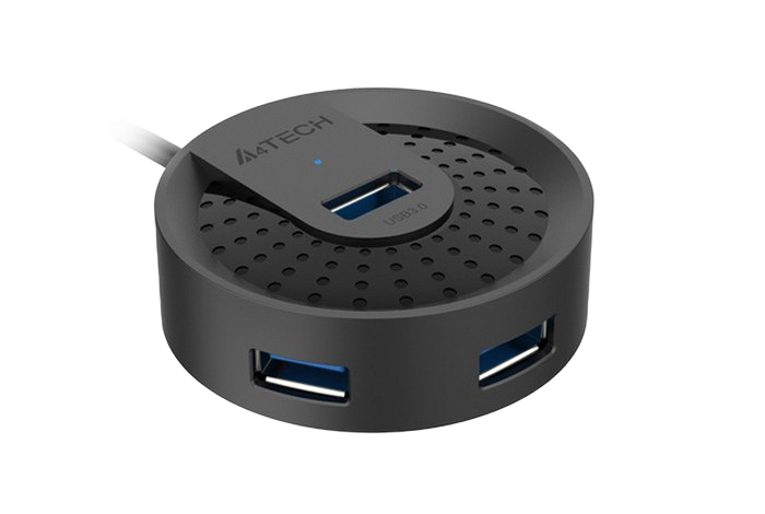 USB 3.0 Hub 4-port A4tech "HUB-30", Cable 100cm, Micro USB Power Input Port, USB, Black 203862 фото