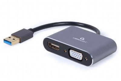 Adapter USB 3.0 male to HDMI & VGA sockets, HDMI 4K (30Hz) Cablexpert "A-USB3-HDMIVGA-01" 145967 фото