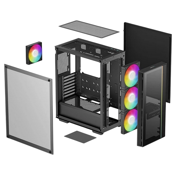 Case ATX Deepcool MATREXX 55 v4, w/o PSU, 3x140mm & 1x120mm ARGB Ventilators, 2xUSB3.0, Front & Side Temper 222098 Imagini