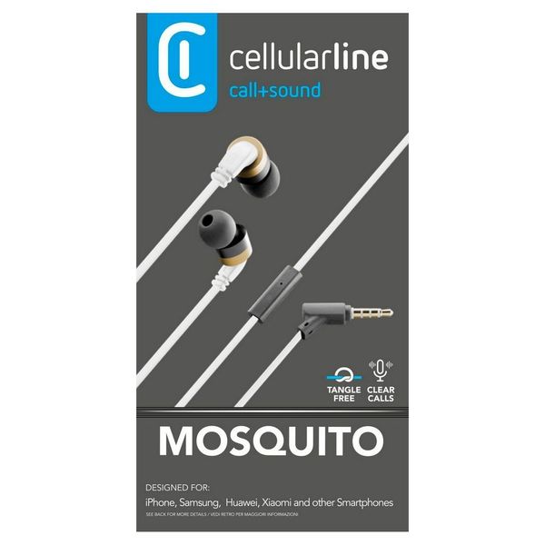 Cellular Audiopro Mosquito Stereo Earph.Mic, White 126937 фото