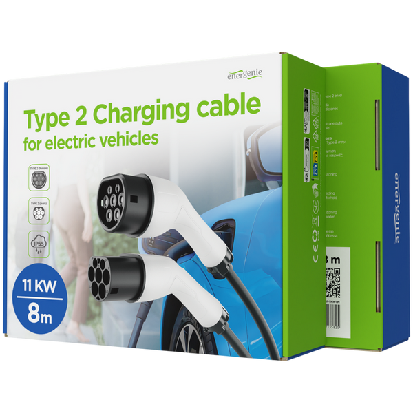 EV Charging cable Type 2, 3-phase 16A, 11kW, 8m, IP55, Energenie, EV-T2MF-11KW-8M 250399 Imagini