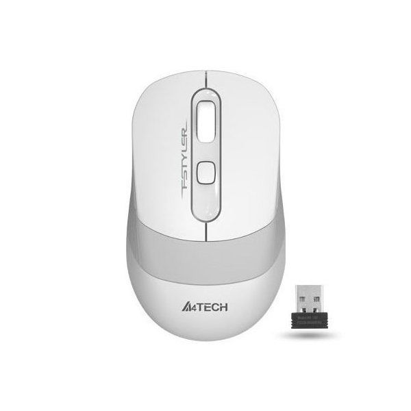 Wireless Mouse A4Tech FG10, Optical, 1000-2000 dpi, 4 buttons, Ambidextrous, 1xAA, White/Grey, USB 112660 фото