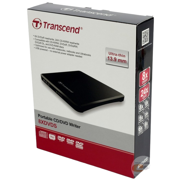 External Portable Slim 8x DVD-RW Drive Transcend "TS8XDVDS", Black, (USB2.0), Retail 54316 Imagini