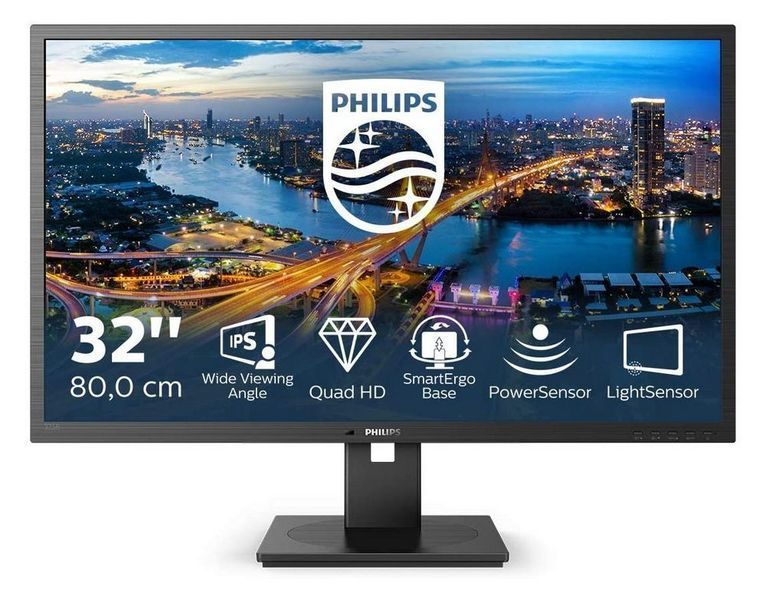 31.5" PHILIPS 325B1L, Black, IPS, 2560x1440, 75Hz, 4ms, 250cd,50M:1,DP+HDMI+USB+TypeC+AudioOut,Spkrs 125413 фото