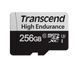 .256GB MicroSD (Class 10) UHS-I (U3),+SD adapter, Transcend "TS256GUSD350V" (R/W:95/45MB/s,Endurance 128721 Imagini 1