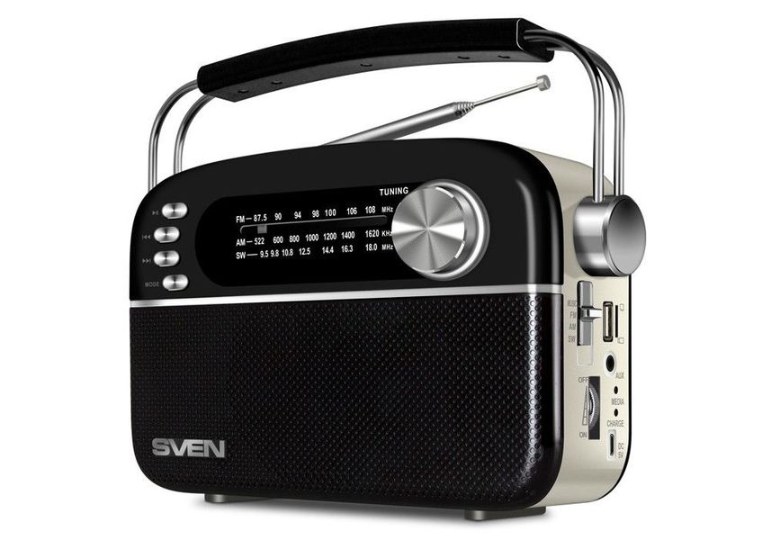 Speakers SVEN Tuner "SRP-505" Black 3W, Bluetooth, FM/AM/SW, USB, microSD, AUX, battery 145756 фото