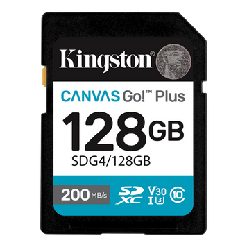 .128GB SDXC Card (Class 10) UHS-I , U3, V30 Kingston Canvas Go! Plus Gen 4 "SDG4/128GB" (R:200MB/s) 232656 фото