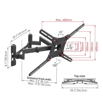 Wall Mount Barkan ''BM464L'' Black 13"-90" Full Motion, max.60kg, VESA mm: up to 600x400mm 111565 фото