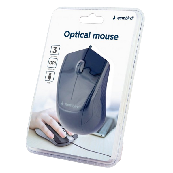 Mouse Gembird MUS-3B-02, Optical, 1000 dpi, 3 buttons, Ambidextrous, Black, USB 94086 Imagini