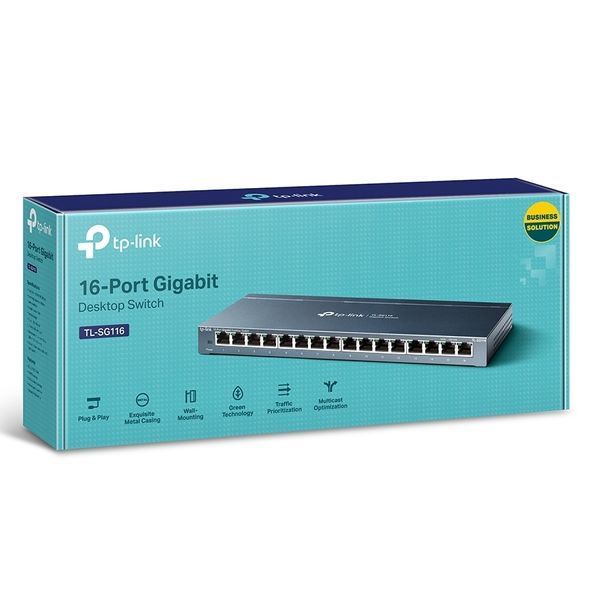 16-port 10/100/1000Mbps Switch TP-LINK "TL-SG116", Metal Case 105157 Imagini