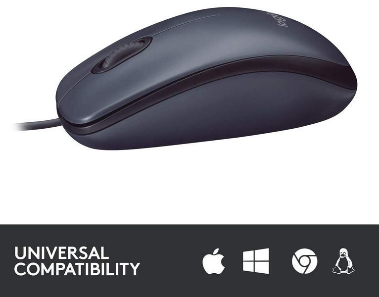 Mouse Logitech B100 OEM, 1000 dpi, 3 buttons, Ambidextrous, 90g, 1,8m, USB, Black 60525 Imagini