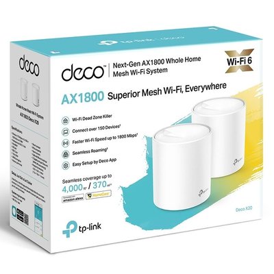 Whole-Home Mesh Dual Band Wi-Fi AX System TP-LINK, "Deco X20(2-pack)", 1800Mbps, MU-MIMO, Gbit Ports 117868 фото