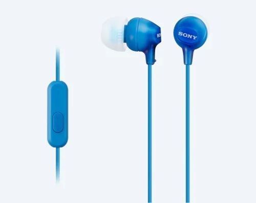 Earphones SONY MDR-EX15LP, 3pin 3.5mm jack L-shaped, Cable: 1.2m, Blue 128677 фото