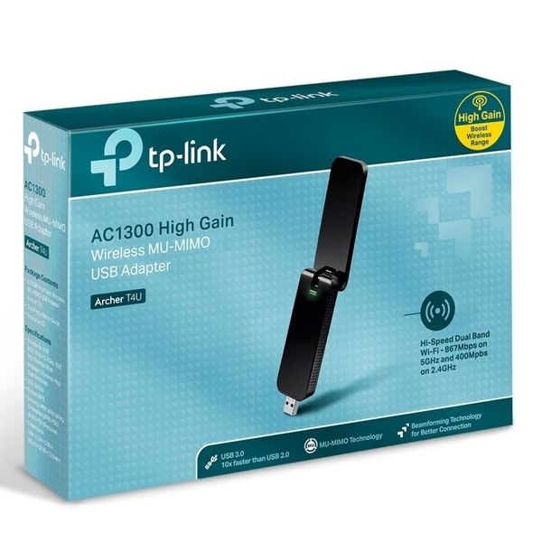 USB3.0 Wireless AC Dual Band LAN Adapter TP-LINK "Archer T4U", 1300Mbps. MU-MIMO 69267 фото