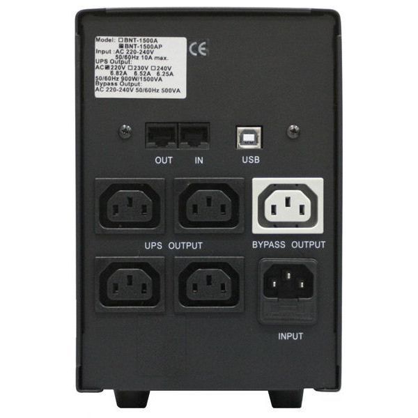 UPS PowerCom BNT-1500AP 1500VA/900W Line Interactive, AVR, RJ45, USB, 5*IEC Sockets 64137 фото