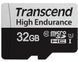 ..32GB MicroSD (Class 10) UHS-I (U1),+SD adapter, Transcend "TS32GUSD350V" (R/W:95/40MB/s, Endurance 128720 фото 1
