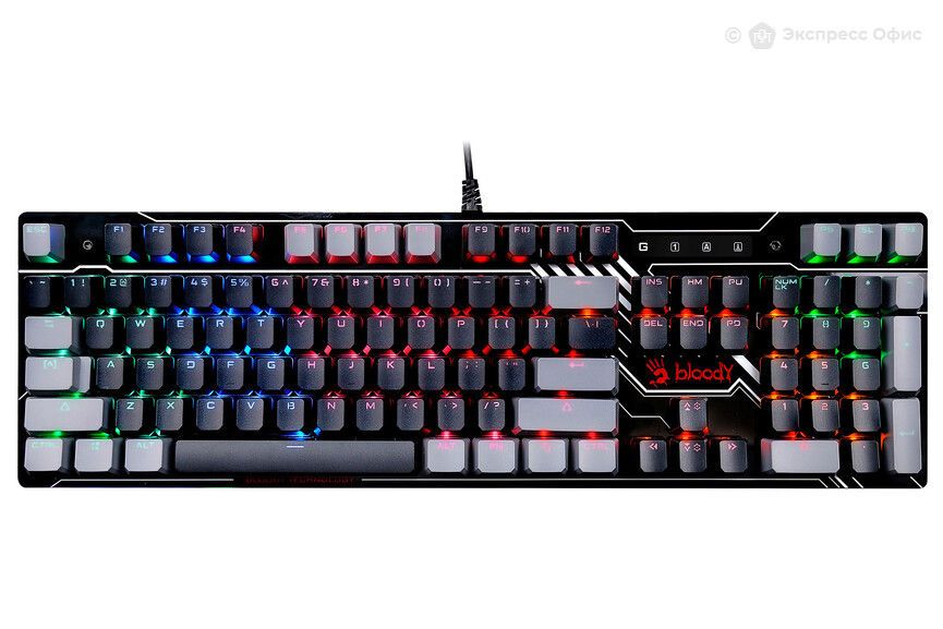 Gaming Keyboard Bloody B808N, Mechanical, Optical Blue Sw, Spill Resistant, Backlit, Black/Grey 203836 фото
