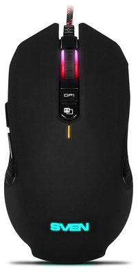 Gaming Mouse SVEN RX-G955, Optical 600-4000 dpi, 8 buttons, Soft Touch, Backlight, Macro, Black, USB 89093 фото