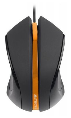 Mouse A4Tech N-310-1, Optical, 1000 dpi, 3 buttons, Ambidextrous, 4D Scroll, Black/Orange, USB 80369 фото
