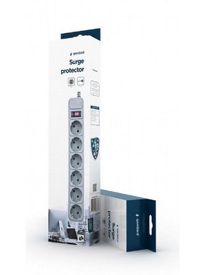 Surge Protector Gembird SPG6-B-10C, 6 Sockets, 3.0m, up to 250V AC, 16 A, safety class IP20, Grey 203163 фото