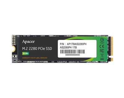 .M.2 NVMe SSD 1.0TB Apacer AS2280P4U [PCIe 3.0 x4, R/W:3500/3000MB/s, 670/670K IOPS, 760TB, 3D TLC] 201188 фото