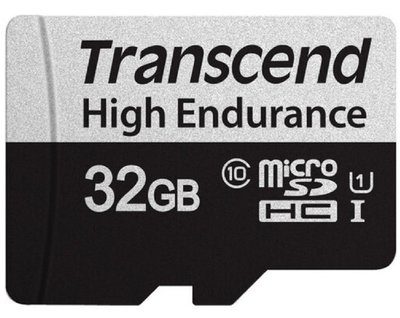 .32GB MicroSD (Class 10) UHS-I (U1),+SD adapter, Transcend "TS32GUSD350V" (R/W:95/40MB/s, Endurance) 128720 фото