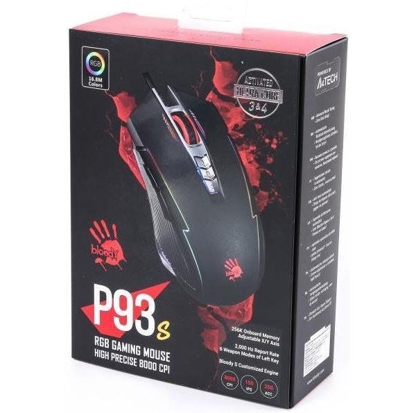 Gaming Mouse Bloody P93s, 100-8000 dpi, 8 buttons, 150IPS, 25G, 105g, Ambidextrous, Programmable, LK 116122 Imagini