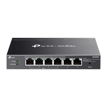 .6-port Gigabit Switch TP-LINK, "ES206GP", with 4 port PoE+, Auto Recovery, 65W Budget, steel case 230297 фото