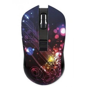 Wireless Mouse Qumo Fractal, Optical, 800-1600 dpi, 4 buttons, Ambidextrous, 1xAA, Black 125784 фото