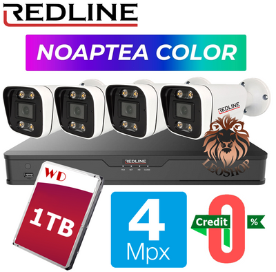 SET 4 camere REDLINE 4 Megapixeli Color Noaptea 455S-WL+RN-9004 Set 4mpx REDLINE фото