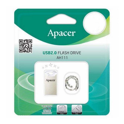 32GB USB2.0 Flash Drive Apacer "AH111", Silver-Crystal, Super-Mini, Metal, Capless (AP32GAH111CR-1) 88140 фото